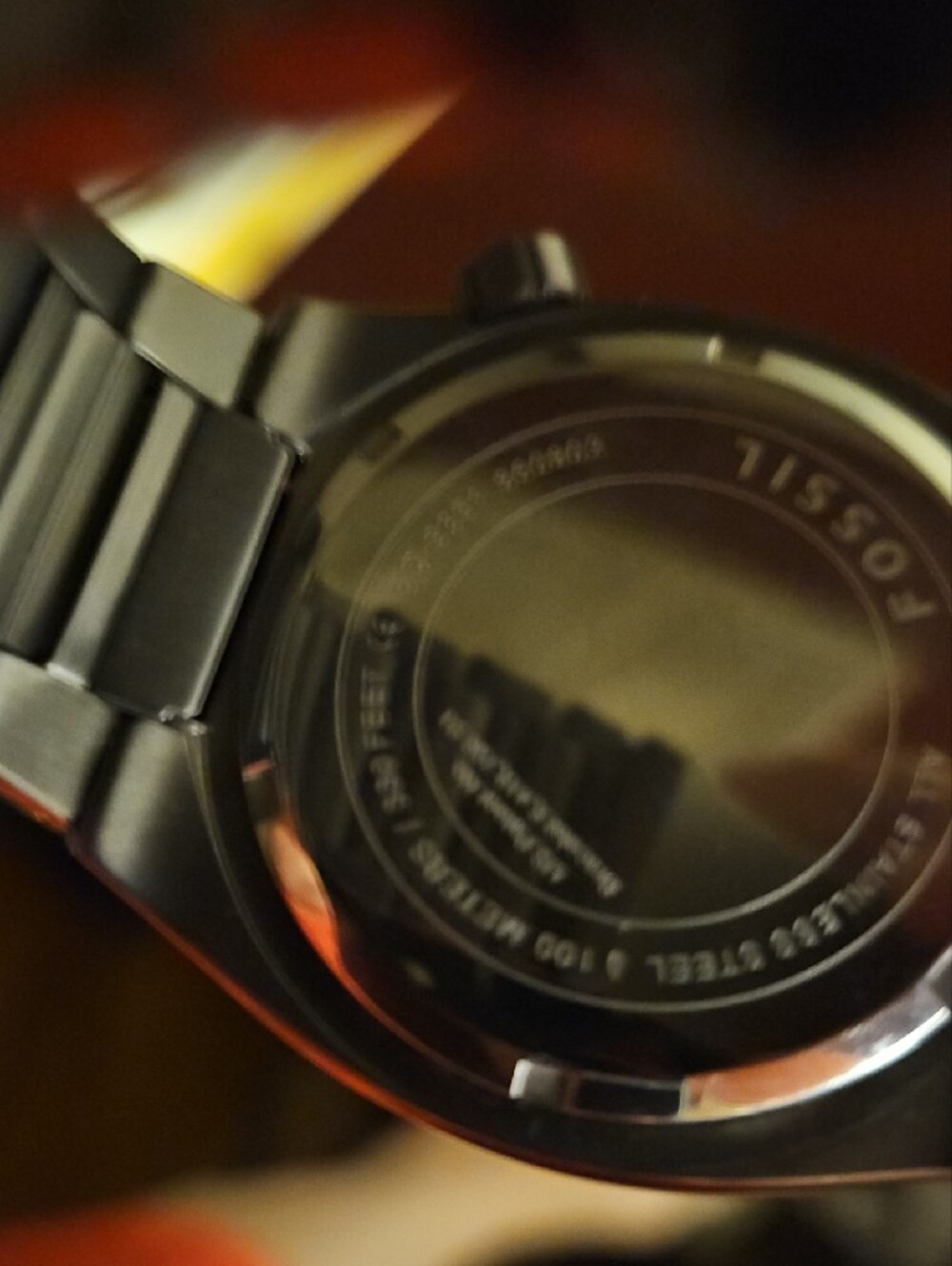 Fossil Men's Black and Orange Stainless Steel Chronograph Watch - Picture 3 of 5